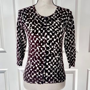 Joseph A Button Down Print Cardigan Sweater